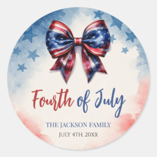 4th of July Festive Bow Patriotic Party Classic Round Sticker
