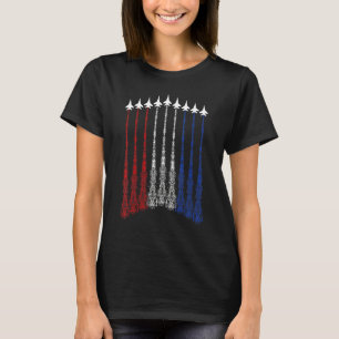 4th Of July Fighter Jet Aeroplane Red White Blue I T-Shirt