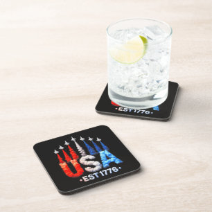 4th Of July Fighter Jets Usa Patriotic Coaster