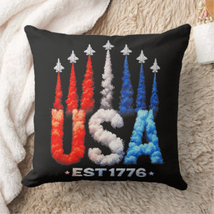 4th Of July Fighter Jets Usa Patriotic Cushion