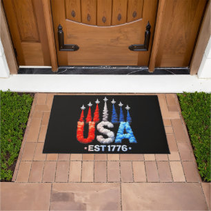 4th Of July Fighter Jets Usa Patriotic Doormat