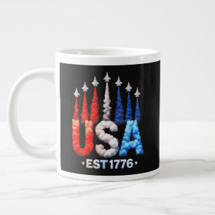 4th Of July Fighter Jets Usa Patriotic Large Coffee Mug