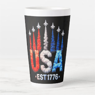 4th Of July Fighter Jets Usa Patriotic Latte Mug
