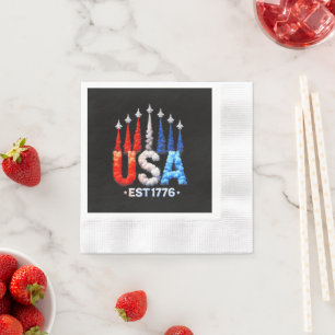4th Of July Fighter Jets Usa Patriotic Napkin