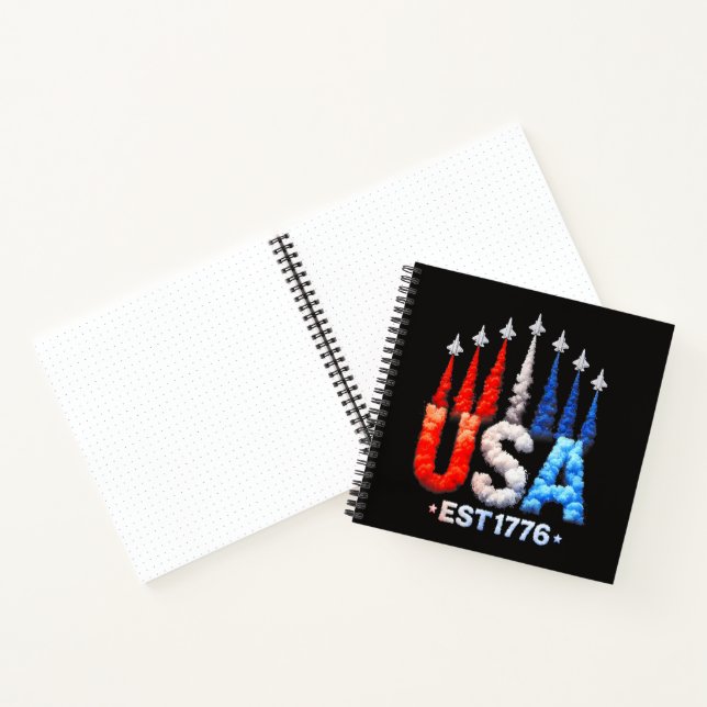 4th Of July Fighter Jets Usa Patriotic Notebook (Inside)