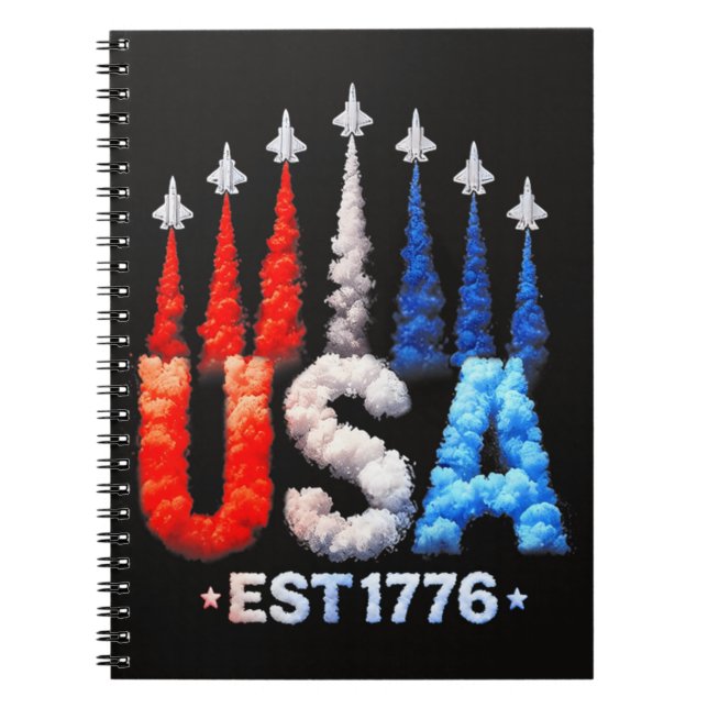 4th Of July Fighter Jets Usa Patriotic Notebook (Front)