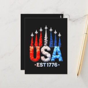 4th Of July Fighter Jets Usa Patriotic Postcard