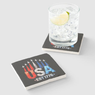 4th Of July Fighter Jets Usa Patriotic Stone Coaster