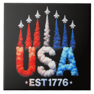 4th Of July Fighter Jets Usa Patriotic Tile