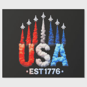 4th Of July Fighter Jets Usa Patriotic Wrapping Paper