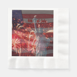 4th of July  Firework flag  Statue of Liberty Napkin