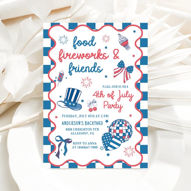 4th of July Fireworks America Flag BBQ Party Invitation (Creator Uploaded)