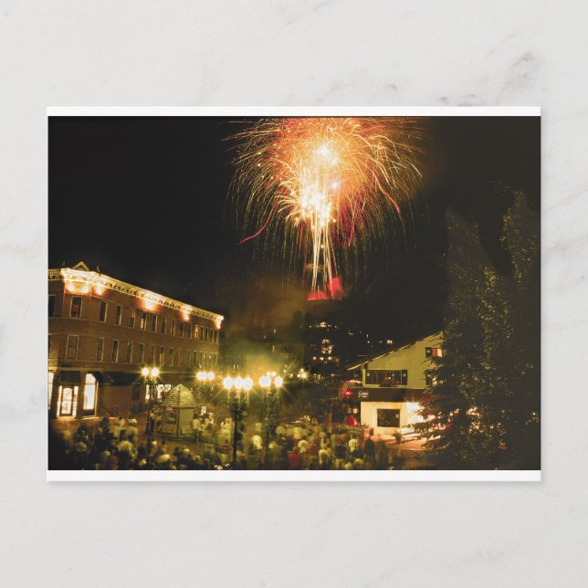 4th of July Fireworks Aspen CO Postcard (Front)