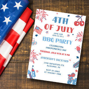 4th of July Fireworks BBQ Invitation