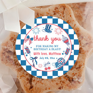 4th of July Fireworks Birthday Thank You Sticker