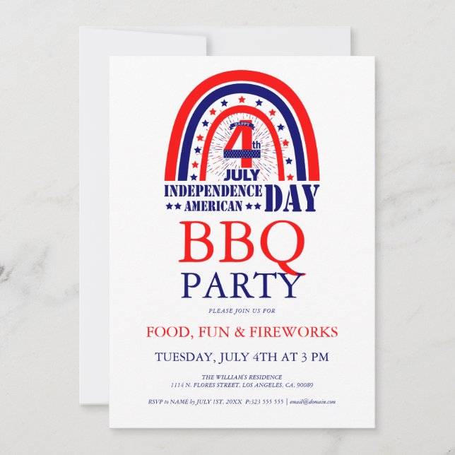 4th of July Fireworks BQ Party Invitation (Front)