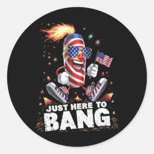 4th Of July Fireworks Celebration Just Here To Ban Classic Round Sticker