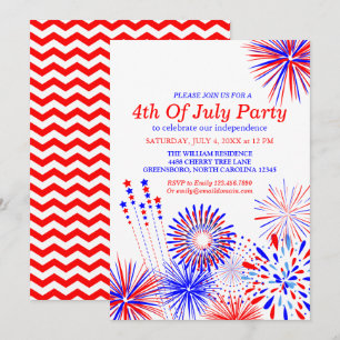 4th of July Fireworks Custom Invitation Card