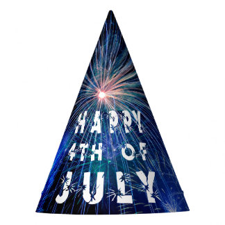 4th of July Fireworks in Blue Hue Party Hat