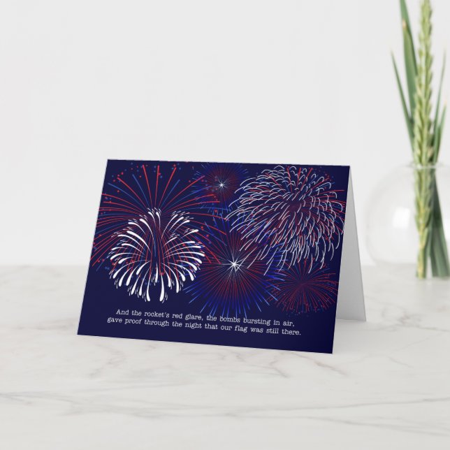 4th of July Fireworks National Anthem Holiday Card (Front)