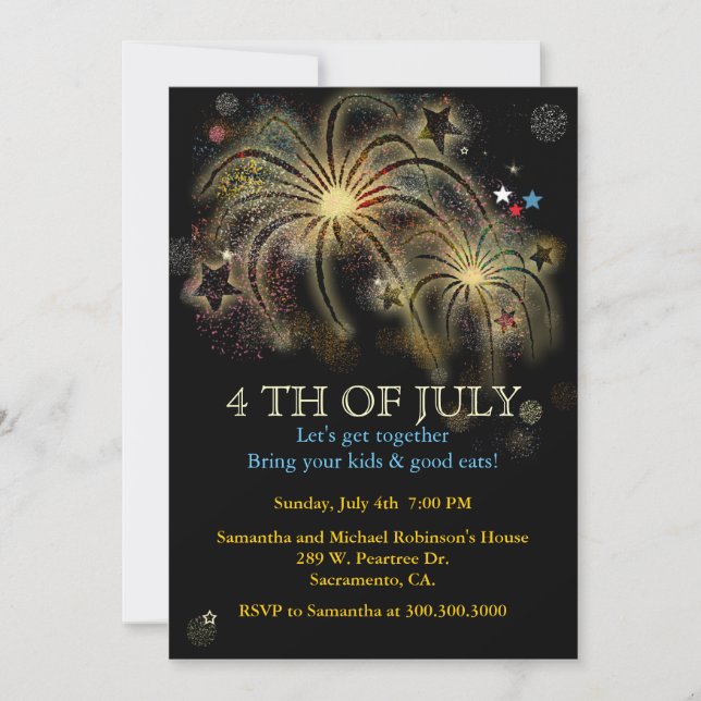 4th of July Fireworks Party Invitations (Front)