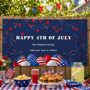 4th of July Fireworks Personalised Party  Banner