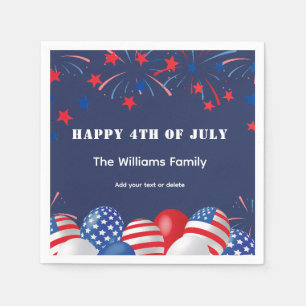 4th of July Fireworks Personalised Party Napkin