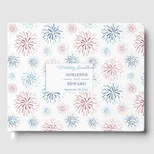 4th Of July Fireworks Red White Blue Wedding  Guest Book