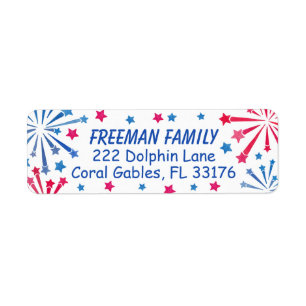 4th of July Fireworks Return Address Label 