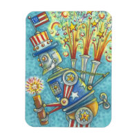 4TH OF JULY FIREWORKS ROBOT, AMERICANA MAGNET