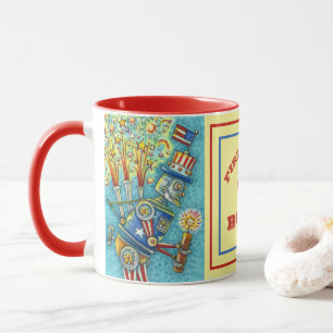 4TH OF JULY FIREWORKS ROBOT, FIRECRACKER STEAMPUNK MUG