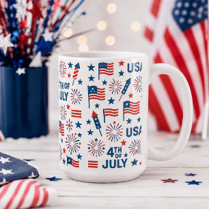 4th of July 🇺🇸 Fireworks, Stars & American Coffee Mug