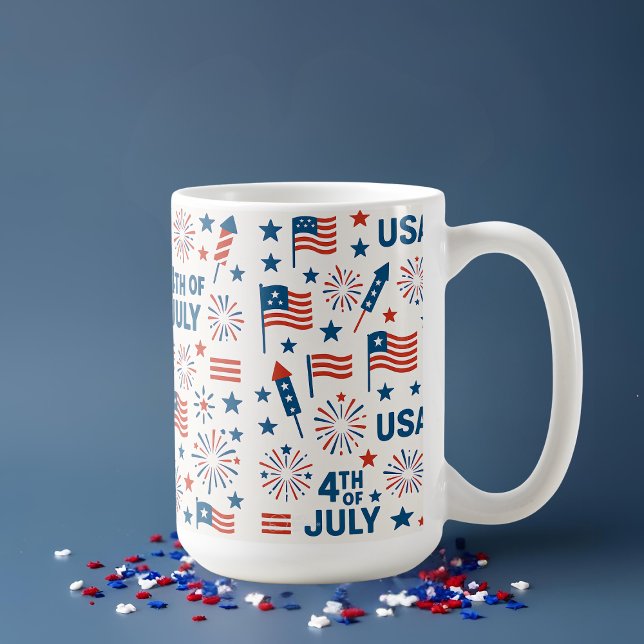 4th of July 🇺🇸 | Fireworks, Stars & American Coffee Mug (Creator Uploaded)