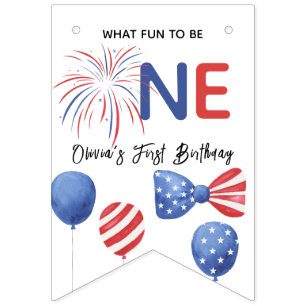 4th of July First Birthday Party Bunting