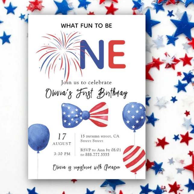 4th of July First Birthday Party Invitation (Creator Uploaded)