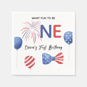 4th of July First Birthday Party Napkin