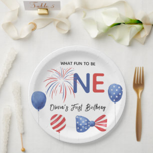 4th of July First Birthday Party Paper Plate