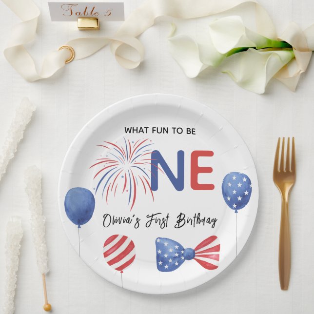 4th of July First Birthday Party Paper Plate (Wedding)