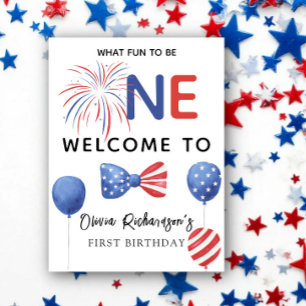 4th of July First Birthday Party Welcome Poster