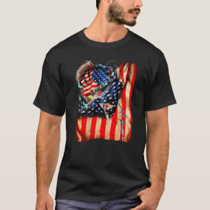4th Of July Fishing Fish American Flag On Back 98 T-Shirt