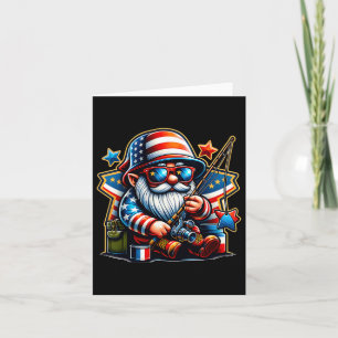 4th Of July Fishing Gnome Patriotic Fishing Lover Card