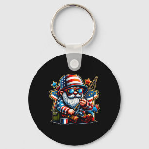 4th Of July Fishing Gnome Patriotic Fishing Lover Key Ring
