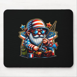 4th Of July Fishing Gnome Patriotic Fishing Lover  Mouse Pad