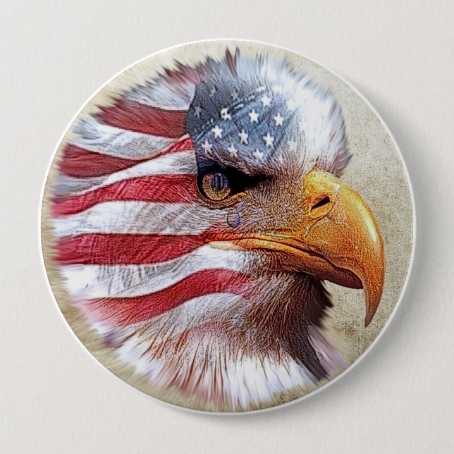4th Of July Flag & Eagle 10 Cm Round Badge (Front)