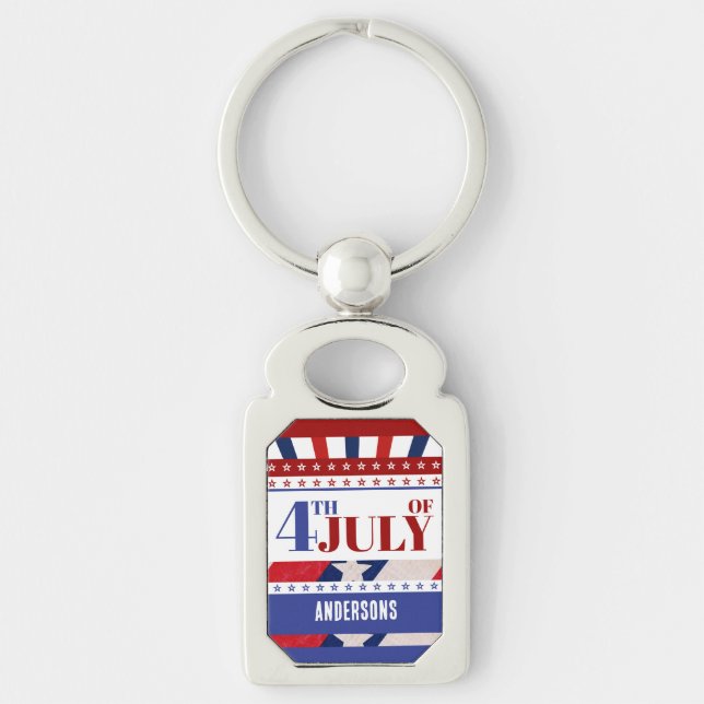 4th of July Flag of America Artsy Custom Key Ring (Front)