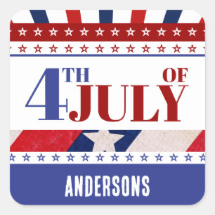 4th of July Flag of America Artsy Custom Square Sticker