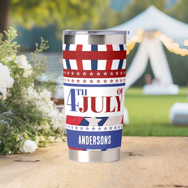 4th of July Flag of America Custom Insulated Tumbler (Wedding)