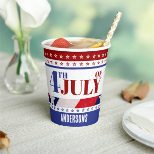 4th of July Flag of America Custom Paper Cups