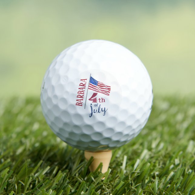 4th of July Flag Personalised Stylish     Golf Balls (Insitu Tee)