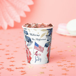 4th of July Flag Personalised Stylish   Paper Cups